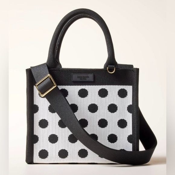 NWT • Kate Spade x Target Poka Dot Black & White Knit Crossbody Bag - Picture 1 of 16